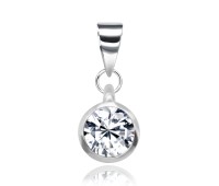 5mm CZ Round Stone Silver Pendant SPEB-81n